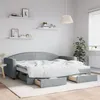 Image de vidaXL Lit de jour avec gigogne et tiroirs gris clair 90x200 cm tissu