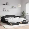 Image de vidaXL Lit de jour avec gigogne et tiroirs noir 90x200 cm tissu