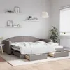 Image de vidaXL Lit de jour avec gigogne et tiroirs taupe 100x200 cm tissu