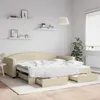 Image de vidaXL Lit de jour avec gigogne et tiroirs crÃ¨me 100x200 cm tissu