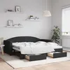 Image de vidaXL Lit de jour avec gigogne et tiroirs noir 90x190 cm tissu