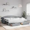 Image de vidaXL Lit de jour avec gigogne et tiroirs gris clair 90x200 cm tissu