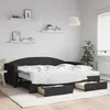 Image de vidaXL Lit de jour avec gigogne et tiroirs noir 90x200 cm tissu