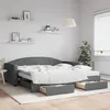 Image de vidaXL Lit de jour avec gigogne et tiroirs gris foncÃ© 100x200 cm tissu