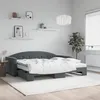 Image de vidaXL Lit de jour avec gigogne et matelas gris foncÃ© 90x190cm velours