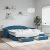 Image de vidaXL Lit de jour avec gigogne et tiroirs bleu 100x200 cm velours