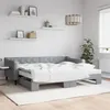 Image de vidaXL Lit de jour avec gigogne et matelas gris clair 90x200 cm tissu
