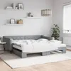 Image de vidaXL Lit de jour avec gigogne et matelas gris clair 100x200 cm tissu