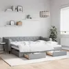 Image de vidaXL Lit de jour avec gigogne et tiroirs gris clair 90x200 cm tissu