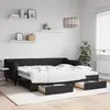 Image de vidaXL Lit de jour avec gigogne et tiroirs noir 90x200 cm tissu