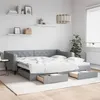 Image de vidaXL Lit de jour avec gigogne et tiroirs gris clair 100x200 cm tissu