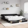 Image de vidaXL Lit de jour avec gigogne et tiroirs noir 100x200 cm tissu