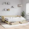 Image de vidaXL Lit de jour avec gigogne et tiroirs crÃ¨me 80x200 cm tissu