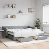 Image de vidaXL Lit de jour avec gigogne et tiroirs gris clair 90x200 cm tissu