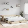 Image de vidaXL Lit de jour avec gigogne et tiroirs crÃ¨me 90x200 cm tissu