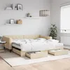 Image de vidaXL Lit de jour avec gigogne et tiroirs crÃ¨me 100x200 cm tissu