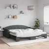 Image de vidaXL Lit de jour avec gigogne et matelas gris foncÃ© 100x200 cm tissu