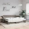 Image de vidaXL Lit de jour avec gigogne et matelas taupe 100x200 cm tissu