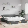 Image de vidaXL Lit de jour avec gigogne et tiroirs gris foncÃ© 80x200 cm tissu