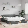 Image de vidaXL Lit de jour avec gigogne et tiroirs gris foncÃ© 100x200 cm tissu