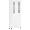 Image de vidaXL Buffet haut Blanc 69,5x34x180 cm Bois d'ingÃ©nierie