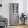 Image de vidaXL Buffet haut Sonoma gris 69,5x34x180 cm Bois d'ingÃ©nierie