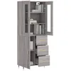 Image de vidaXL Buffet haut Sonoma gris 69,5x34x180 cm Bois d'ingÃ©nierie