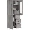 Image de vidaXL Buffet haut Sonoma gris 69,5x34x180 cm Bois d'ingÃ©nierie