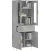 Image de vidaXL Buffet haut Gris bÃ©ton 69,5x34x180 cm Bois d'ingÃ©nierie
