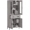 Image de vidaXL Buffet haut Sonoma gris 69,5x34x180 cm Bois d'ingÃ©nierie