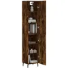 Image de Vidaxl Buffet Haut ChÃªne FumÃ© 34,5x34x180 Cm Bois D'ingÃ©nierie