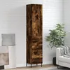 Image de Vidaxl Buffet Haut ChÃªne FumÃ© 34,5x34x180 Cm Bois D'ingÃ©nierie