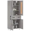 Image de vidaXL Buffet haut Sonoma gris 69,5x34x180 cm Bois d'ingÃ©nierie