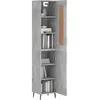 Image de vidaXL Buffet haut Gris bÃ©ton 34,5x34x180 cm Bois d'ingÃ©nierie