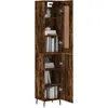 Image de Vidaxl Buffet Haut ChÃªne FumÃ© 34,5x34x180 Cm Bois D'ingÃ©nierie