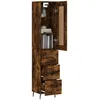 Image de Vidaxl Buffet Haut ChÃªne FumÃ© 34,5x34x180 Cm Bois D'ingÃ©nierie