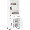 Image de vidaXL Buffet haut Blanc 69,5x34x180 cm Bois d'ingÃ©nierie