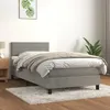 Image de Vidaxl Lit Ã  Sommier Tapissier Et Matelas Gris Clair 90x200 Cm Velours