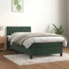 Image de vidaXL Lit Ã  sommier tapissier avec matelas Vert foncÃ© 100x200 cm