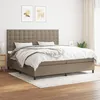 Image de Vidaxl Lit Ã  Sommier Tapissier Avec Matelas Taupe 200x200 Cm Tissu