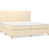 Image de vidaXL Lit Ã  sommier tapissier avec matelas CrÃ¨me 200x200 cm Tissu