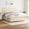 Image de vidaXL Lit Ã  sommier tapissier avec matelas CrÃ¨me 180x200 cm Tissu