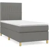 Image de vidaXL Lit Ã  sommier tapissier avec matelas Gris foncÃ© 90x200 cm Tissu