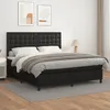 Image de vidaXL Lit Ã  sommier tapissier avec matelas Noir 180x200 cm Similicuir