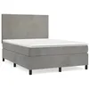 Image de vidaXL Lit Ã  sommier tapissier et matelas Gris clair 140x190cm Velours