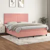 Image de Vidaxl Lit Ã  Sommier Tapissier Avec Matelas Rose 160x200 Cm Velours