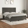 Image de vidaXL Lit Ã  sommier tapissier et matelas Gris foncÃ© 160x200cm Velours