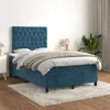 Image de 3143197 vidaXL Lit Ã  sommier tapissier et matelas Bleu foncÃ© 120x200cm Velours