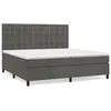 Image de Vidaxl Lit Ã  Sommier Tapissier Et Matelas Gris FoncÃ© 200x200cm Velours
