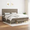 Image de Vidaxl Lit Ã  Sommier Tapissier Avec Matelas Taupe 200x200 Cm Tissu